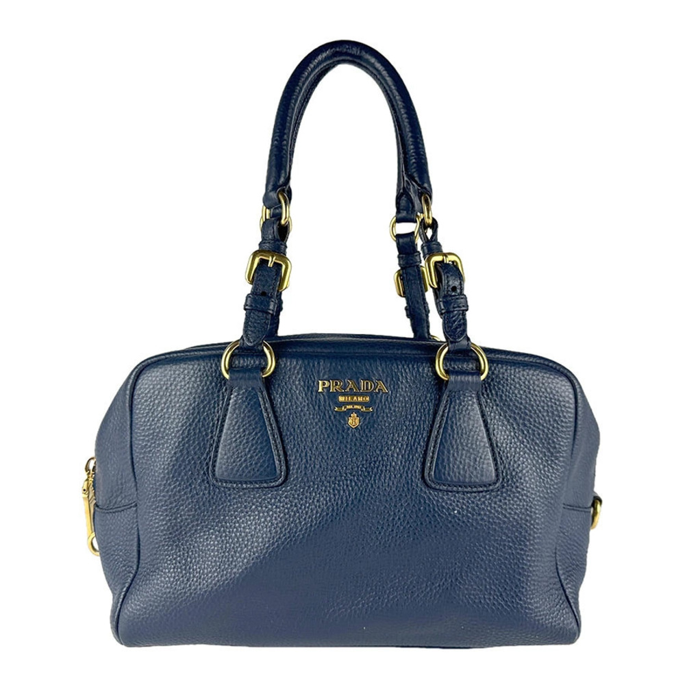 Prada blue Vitello Daino Bauletto handbag